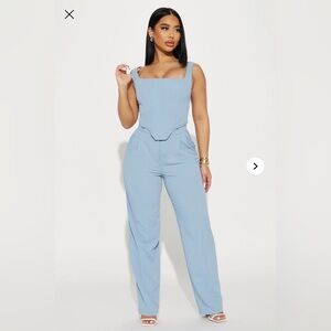 Elegant Blue Women's Two Piece Set